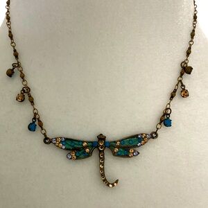 Dragonfly Pendant Necklace with Turquoise Accents